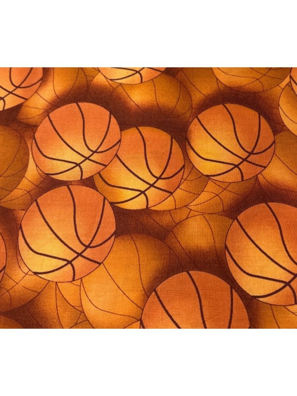 Basketball Print Cotton Fabric 1/2 yard x 44" Orange Pattern Sewing Crafts